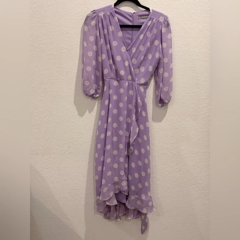 Danny‎ & Nicole Lavender Polka Dot Midi Dress